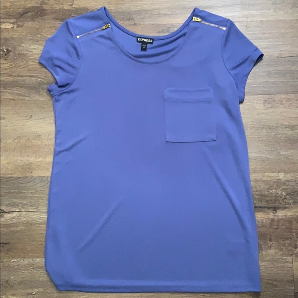 Express Ceil Blue Top with Zippers Size Small